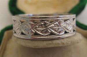 Fabulous deco platinum wedding band ring pierced engraved wow