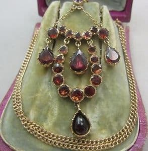 Georgian gold almandine garnet FLAT CUT antique pendant 18th century superb