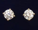 Gorgeous art deco 18ct 18k gold and platinum 1.30ct diamond vintage antique stud solitaire earrings