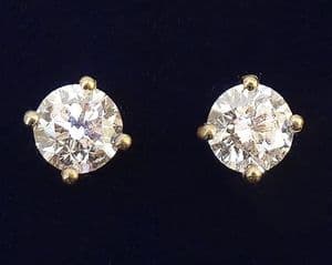 Gorgeous art deco 18ct 18k gold and platinum 1.30ct diamond vintage antique stud solitaire earrings