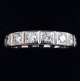 Gorgeous art deco 18ct 18k white gold 0.75ct diamond eternity vintage antique ring size M1/2