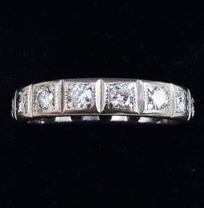 Gorgeous art deco 18ct 18k white gold 0.75ct diamond eternity vintage antique ring size M1/2