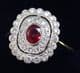 Gorgeous art deco 18ct gold and platinum 0.45ct ruby diamond vintage antique cluster ring