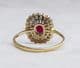 Gorgeous art deco 18ct gold and platinum 0.45ct ruby diamond vintage antique cluster ring