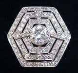 Gorgeous art deco 18ct gold and platinum 2.70ct diamond cluster target ring