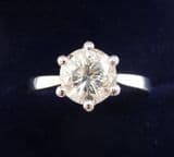 Gorgeous art deco 18ct white gold 1.50ct old cut diamond solitaire vintage antique ring