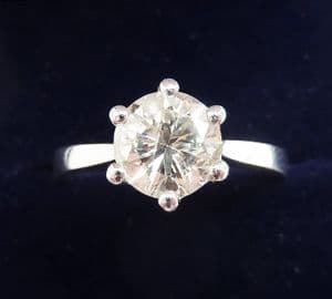 Gorgeous art deco 18ct white gold 1.50ct old cut diamond solitaire vintage antique ring