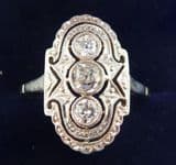 Gorgeous art deco 18ct white gold diamond three stone vintage antique ring