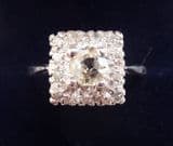 Gorgeous art deco 18ct white gold diamond vintage antique cluster ring