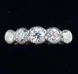 Gorgeous art deco platinum 0.80ct diamond five stone vintage antique ring
