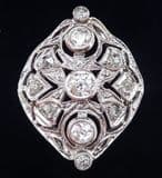 Gorgeous art deco platinum 0.91ct marquise diamond vintage antique cluster ring