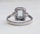 Gorgeous art deco platinum 0.95ct emerald cut aquamarine and diamond vintage antique cluster ring