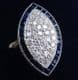 Gorgeous art deco platinum 0.99ct diamond and sapphire vintage antique marquise ringDate made: 1930'