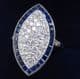 Gorgeous art deco platinum 0.99ct diamond and sapphire vintage antique marquise ringDate made: 1930'