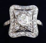 Gorgeous art deco platinum 1.41ct diamond vintage antique cluster ring