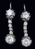 Gorgeous art deco platinum 3.30ct diamond vintage antique dangle drop earrings
