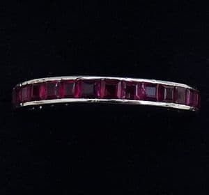 Gorgeous big beautiful art deco platinum 3ct ruby full eternity vintage antique ring size Q