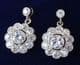 Gorgeous platinum art deco 1.64ct diamond daisy cluster drop vintage antique earrings
