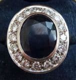 Gorgeous platinum art deco 6.50ct sapphire and 0.80ct diamond cluster vintage antique ring