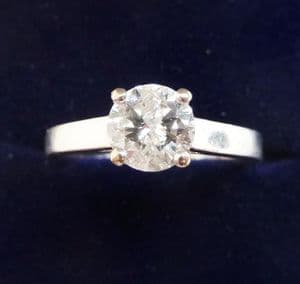 Stunning 18ct 18k white gold art deco 0.90ct diamond solitaire engagement vintage antique ring