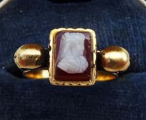 Stunning 18ct gold victorian memento mori skull and enamel cameo ring