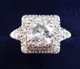 Stunning art deco 18ct 18k white gold 1.80ct diamond solitaire vintage antique engagement ring