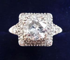 Stunning art deco 18ct 18k white gold 1.80ct diamond solitaire vintage antique engagement ring