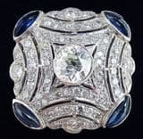 Stunning art deco 18ct rose gold and platinum sapphire and diamond vintage antique cluster ring