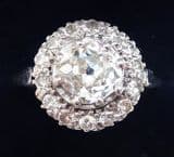 Stunning art deco platinum 1.51ct diamond solitaire engagement vintage antique cluster ring