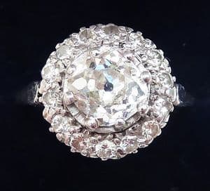 Stunning art deco platinum 1.51ct diamond solitaire engagement vintage antique cluster ring