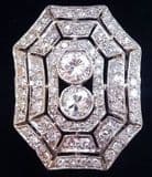 Stunning art deco platinum 2.08ct diamond elongated vintage antique cluster ring