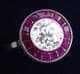 Stunning art deco platinum ruby and 1.55ct old cut diamond vintage antique target ring