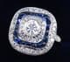 Stunning art deco platinum sapphire and 1.56ct diamond vintage antique cluster ring