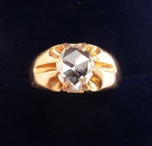 Stunning victorian 18ct gold 1.20ct rose diamond solitaire vintage antique pinky ring