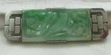 Superb rare carved apple jade jadeite art deco 18ct white gold original brooch