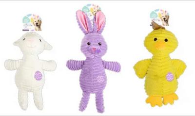 Squeaking characters, choose from a Rabbit, Chick or Lamb