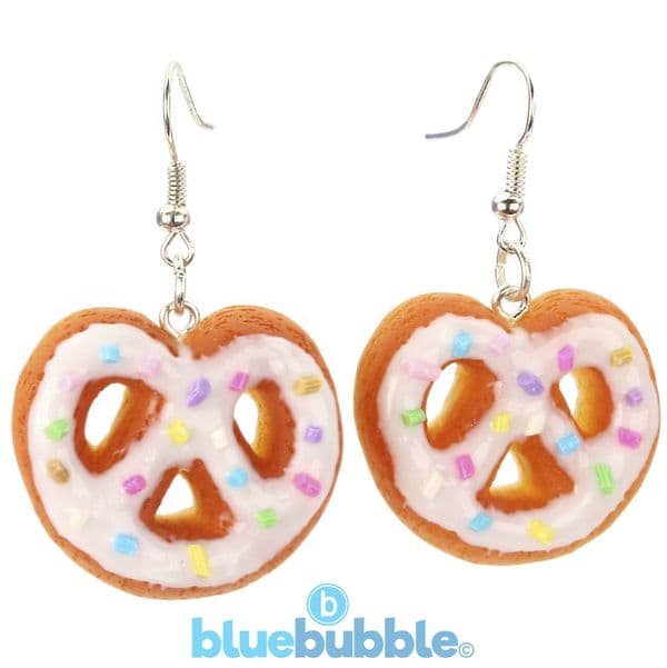 bluebubble BAKERY SHOP Iced Sprinkles Pretzel Dangle Earrings on Gift Card