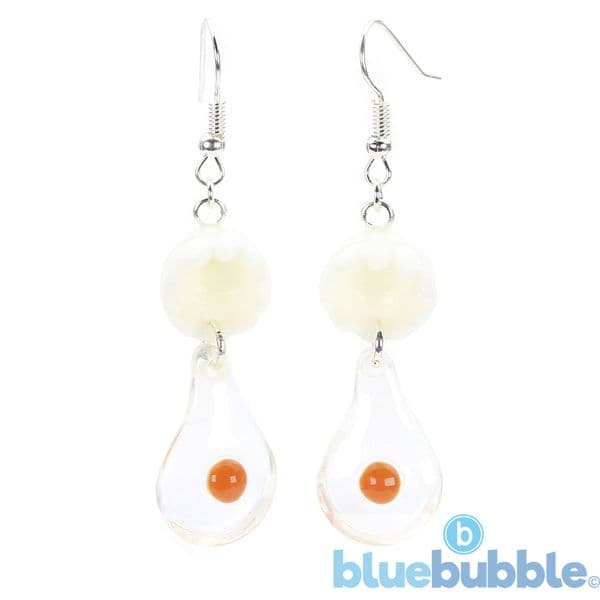bluebubble BIG BREAKFAST Cracked Egg Yolk Dangle Earrings on Gift Card