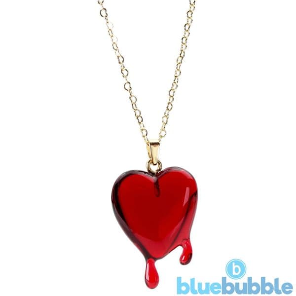 bluebubble BLEEDING HEART Pendant Charm Necklace on Gift Card