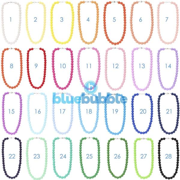 bluebubble BUBBLEGUM BEAD Solid Acrylic Charm Necklace on Gift Card - 27 Colours Available - 3 Sizes