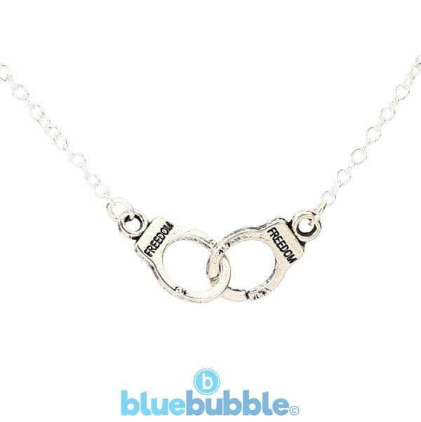 bluebubble DRESS UP Silver Handcuff Dangle Earrings on Gift Card