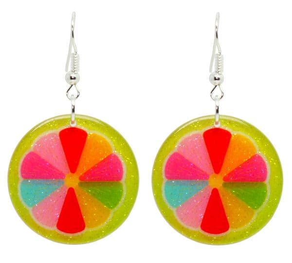 Bluebubble FEELIN FRUITY Glitter Fruit Slice Dangle Earrings on Gift Card