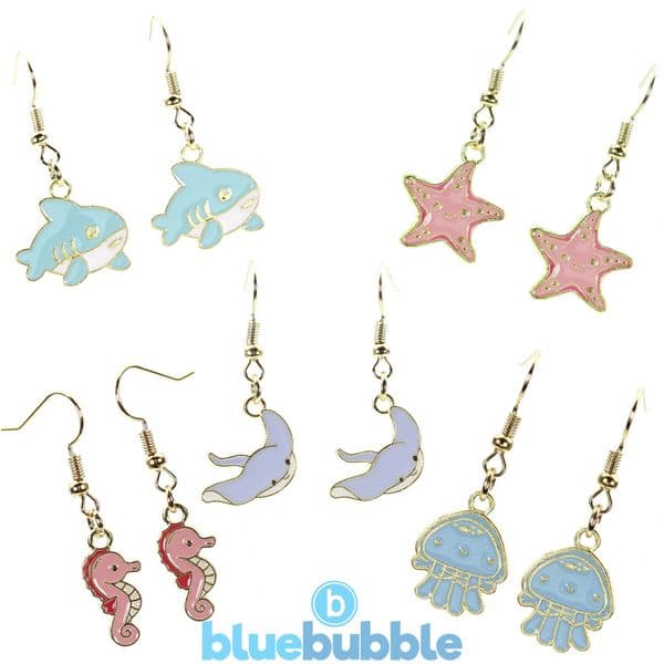 bluebubble UNDER THE SEA Cartoon Style Dangle Earrings on Gift Card