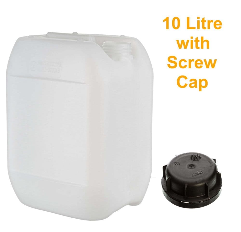10 Litre Natural Stackable Plastic Jerry Can with Tamper Evident Screw Cap