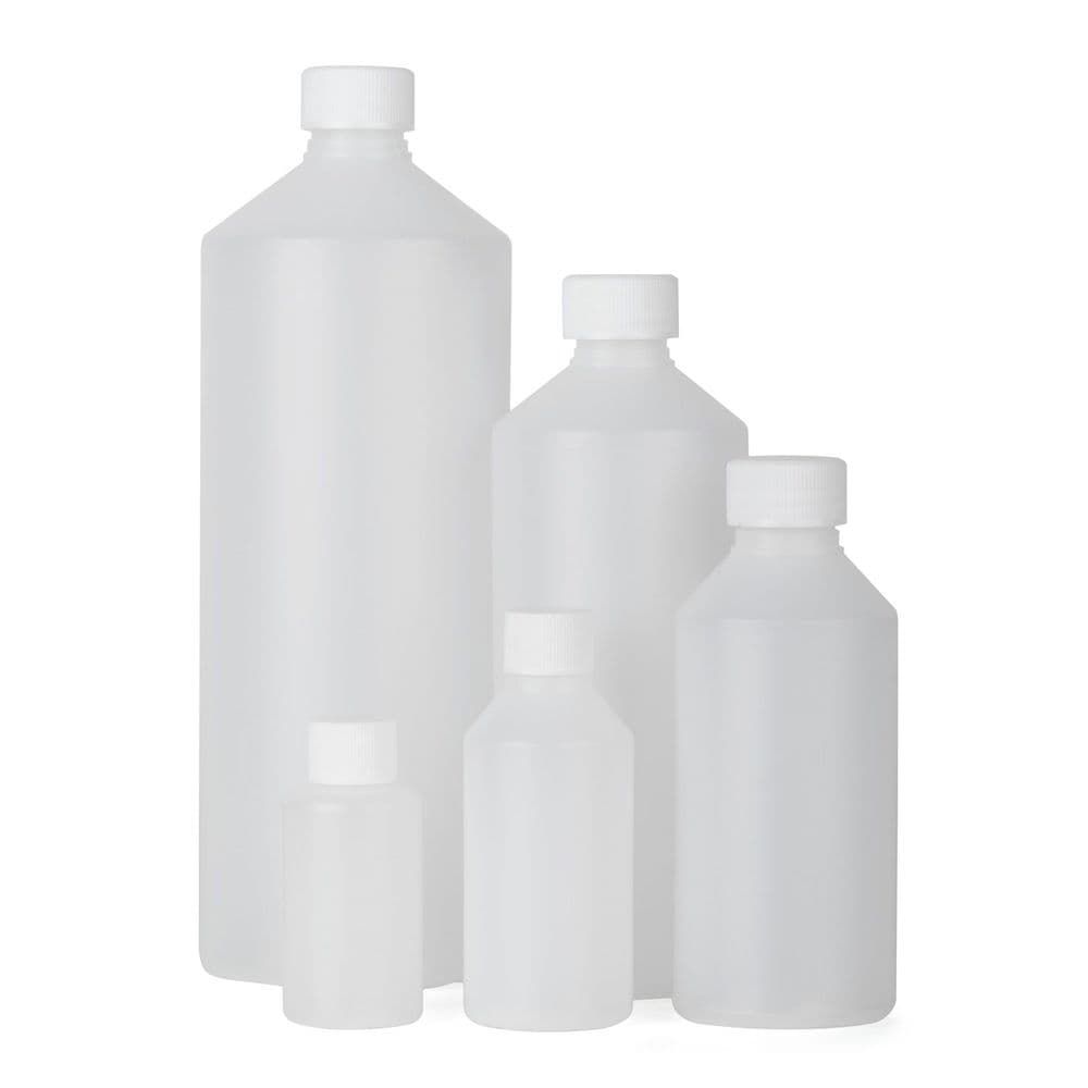 250ml Plastic HDPE Natural Cylindrical Bottles With Screw Top Caps
