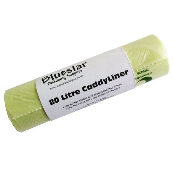 80 Litre Compostable Biodegradable Caddy Liner Roll - 1 Roll (10 bags)