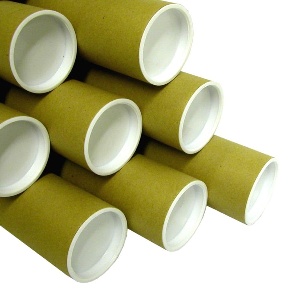 A3/A4 Postal Tubes 330mm x 50mm (13" x 2") Strong Walls + End Caps - Pack of 25