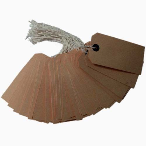 Brown Pre Strung Pricing Tags 70mm x 35mm (approx 2.75" x 1.5") - Box of 1000