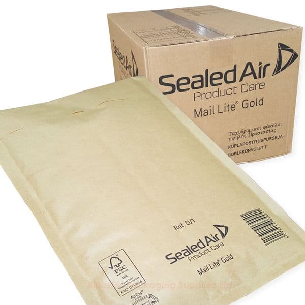 D/1 Mail Lite Gold Padded Envelopes - Box of 200