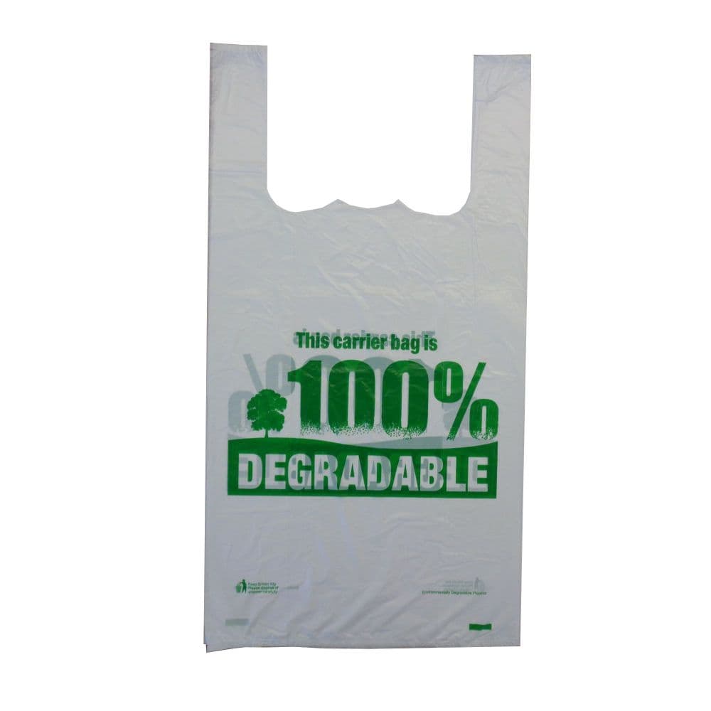 Degradable Plastic Carrier Bags - Large 11" x 17" x 21" - Box of 100